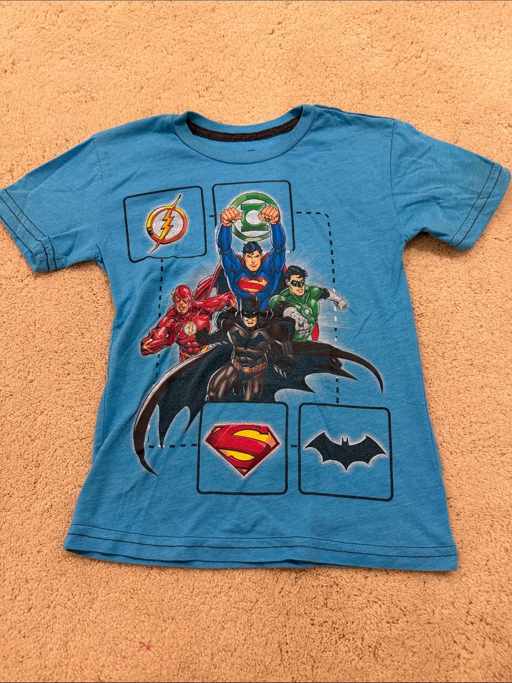 Kids DC Comics Boys' Blue Superhero Team T-Shirt size 5